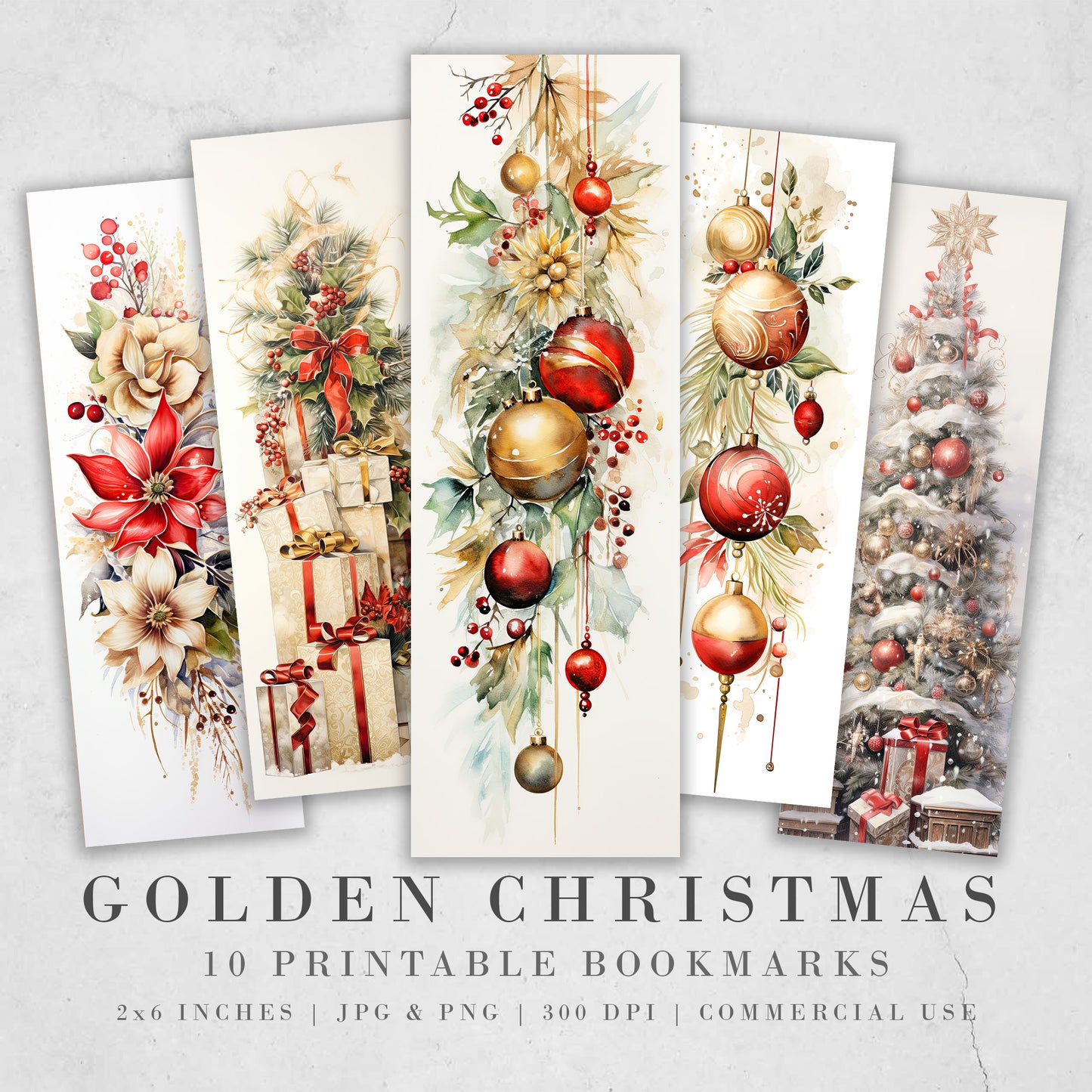 10 goldene Weihnachts-Lesezeichen zum Ausdrucken | Digitaler Download JPG-Lesezeichenblätter| PNG-Lesezeichen-Sublimation| Lesezeichen gesetzt| Luxuriöse Weihnachtsgrafiken