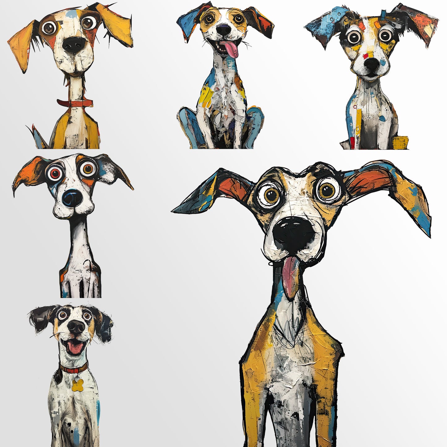 The Muttley Crew 2 Clipart: Quirky Dog Characters | Mixed Media Mutts| Junk Journal Art| PNG Bundle| Sublimation files| Digital Illustration