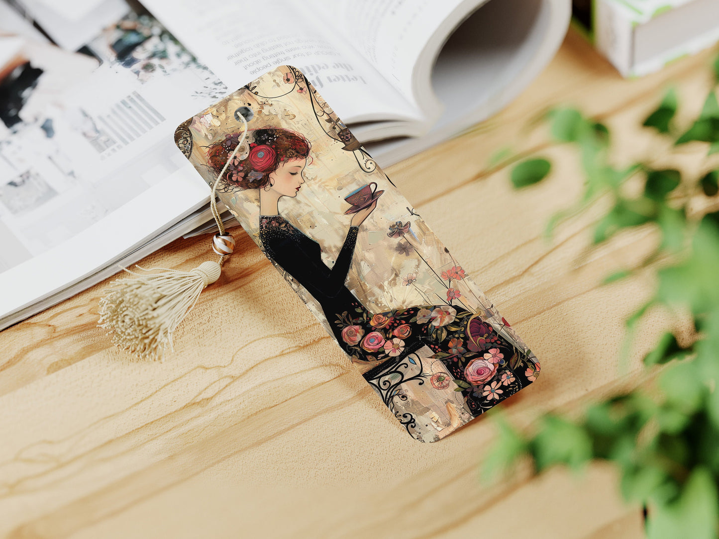 Whimsical Tea Party Printable Bookmarks, 15 Quirky Mixed Media Collage| PNG sublimation, Teacups and saucers, vintage ephemera, scrapbooking
