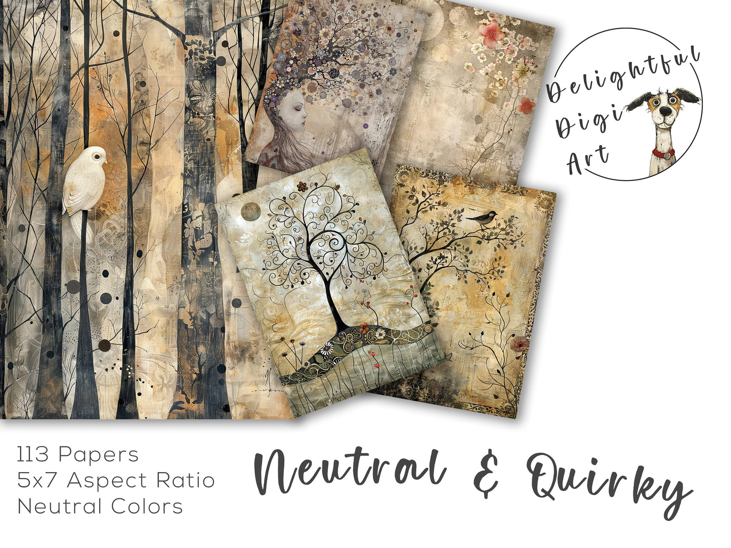 250+ Whimsical & Floral Backgrounds, Digital Download Paper Set, Whimsical, Quirky, Junk Journal, Scrapbook, JPG, 5x7, DIY Card Making Pack