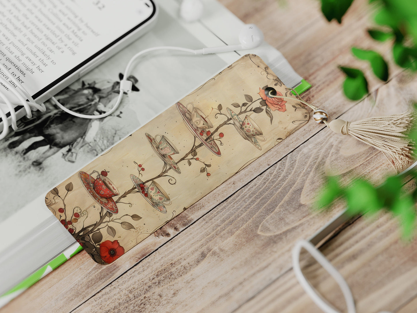 Whimsical Tea Party Printable Bookmarks, 15 Quirky Mixed Media Collage| PNG sublimation, Teacups and saucers, vintage ephemera, scrapbooking