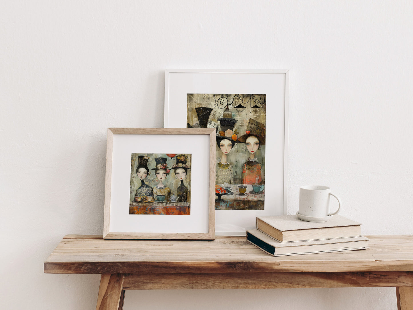 Whimsical Tea Party Printable Art Pages, Quirky Art Pack, Flowers Trees Birds, Garden, Landscape, Scrapbooking, Junk Journal Craft Gift Idea