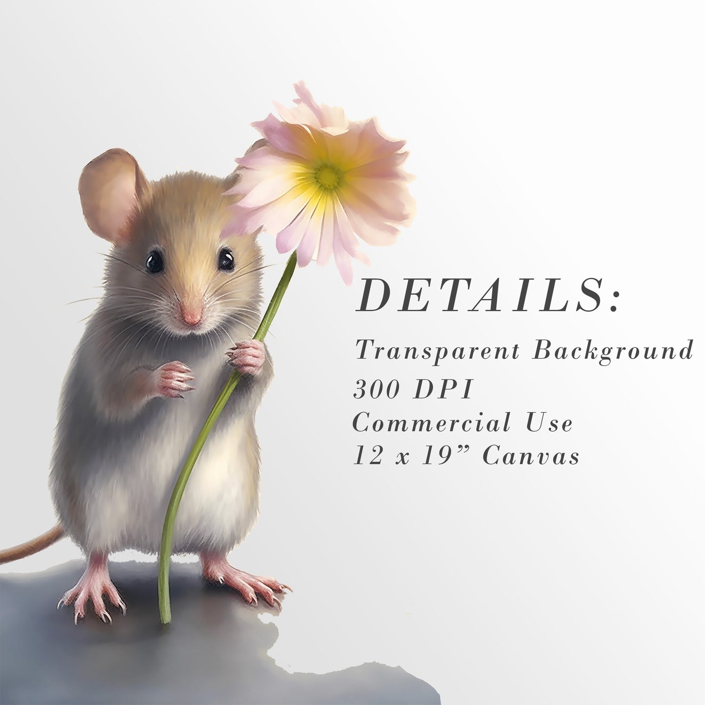 Mouse and Flower Clipart, PNG Bundle, Card Making, Digital Paper Craft, Cute Mice Nursery Art, Sublimation Designs, Commercial Use, PNG Pack