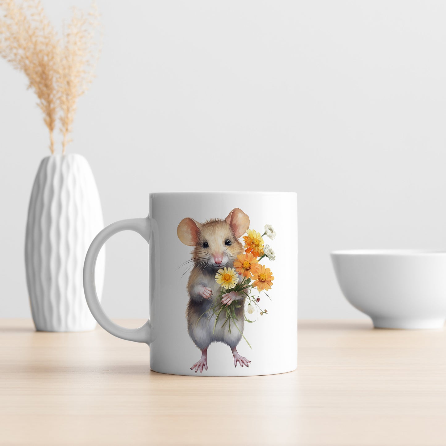 Mouse and Flower Clipart, PNG Bundle, Card Making, Digital Paper Craft, Cute Mice Nursery Art, Sublimation Designs, Commercial Use, PNG Pack