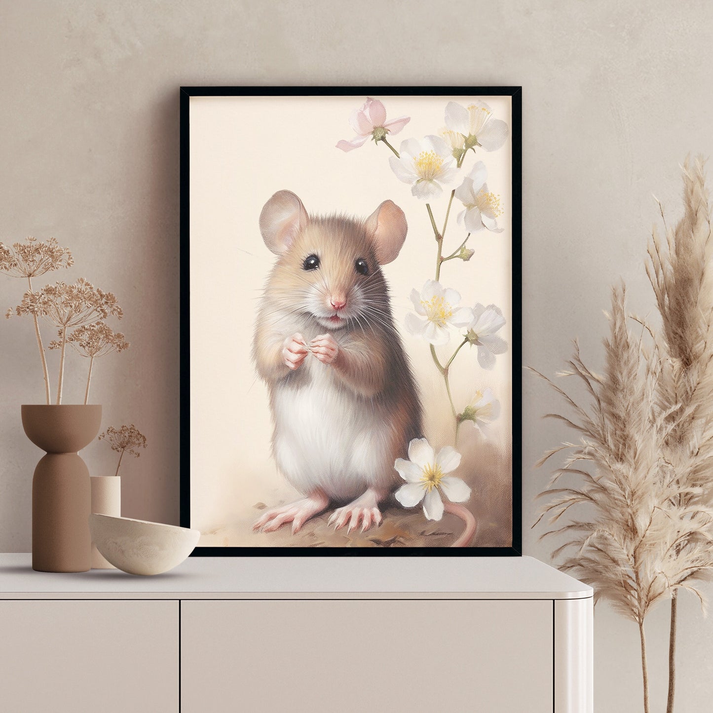 Mouse and Flower Clipart, PNG Bundle, Card Making, Digital Paper Craft, Cute Mice Nursery Art, Sublimation Designs, Commercial Use, PNG Pack