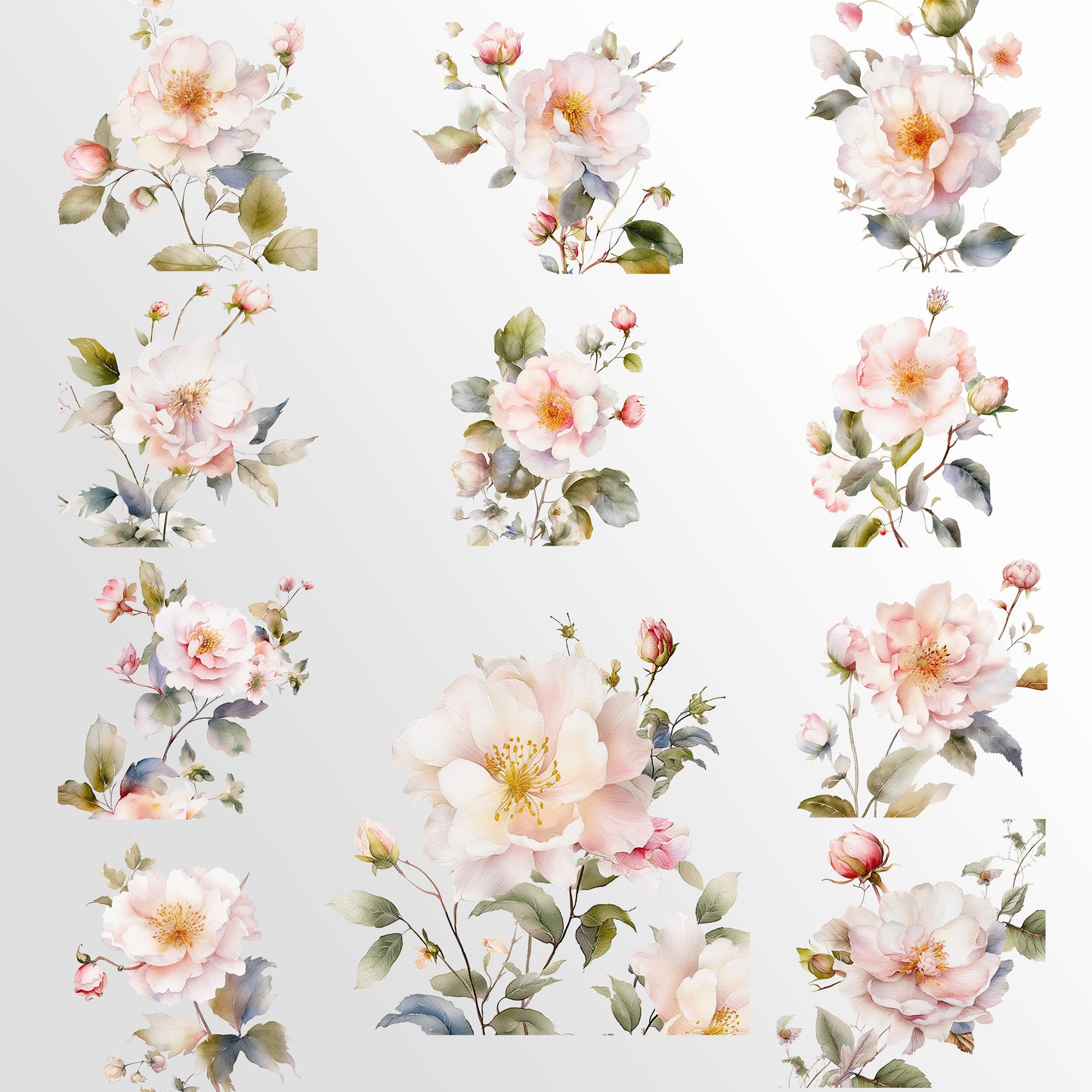 Watercolor Flowers Clipart, Wedding Invite, Clipart Bundle, PNG files, Commercial Use, Wedding Scrapbook, Bridal Clipart, Digital Clipart