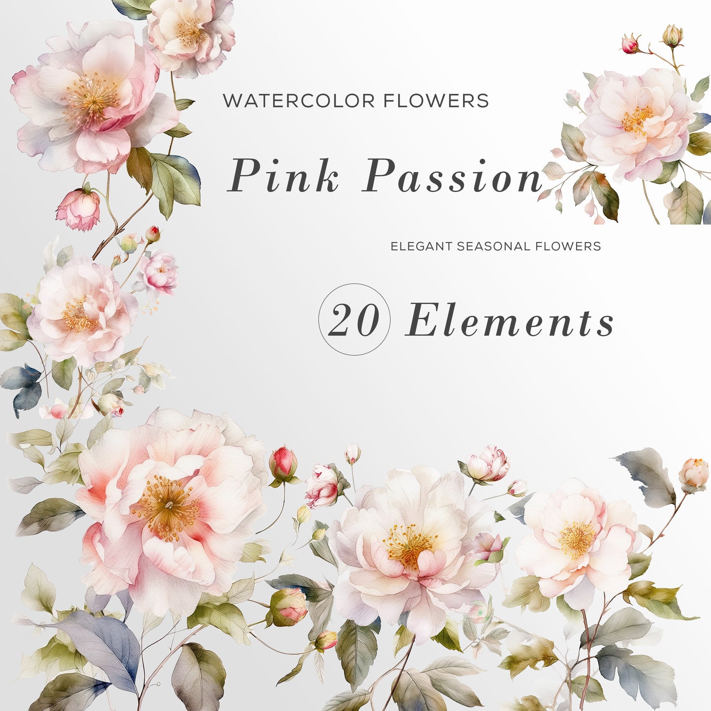 Watercolor Flowers Clipart, Wedding Invite, Clipart Bundle, PNG files, Commercial Use, Wedding Scrapbook, Bridal Clipart, Digital Clipart