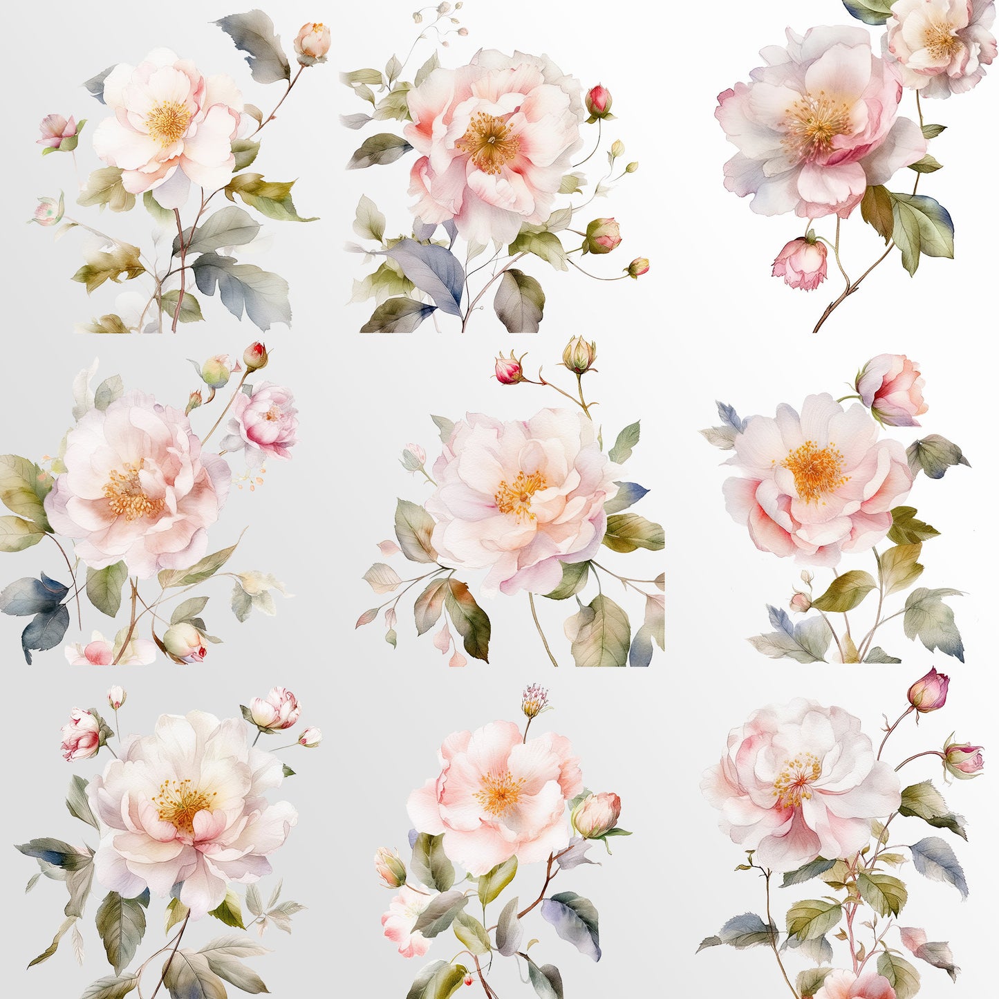 Watercolor Flowers Clipart, Wedding Invite, Clipart Bundle, PNG files, Commercial Use, Wedding Scrapbook, Bridal Clipart, Digital Clipart