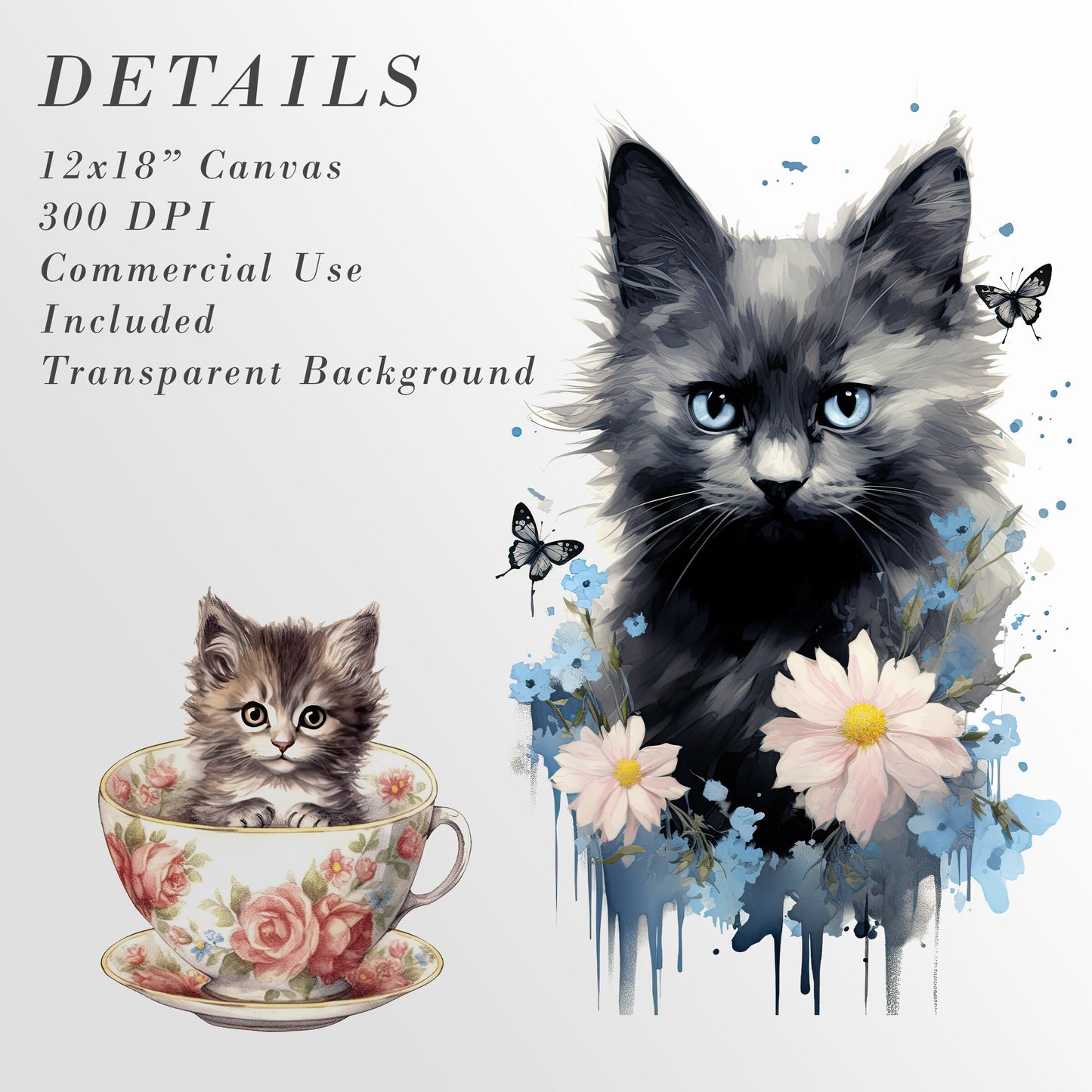 Cute Kittens, Spring Flowers Clip Art, Funny Cats, Design Bundle, Cat Illustrations, Crafting Materials, Printable Art, Sublimation Tumbler