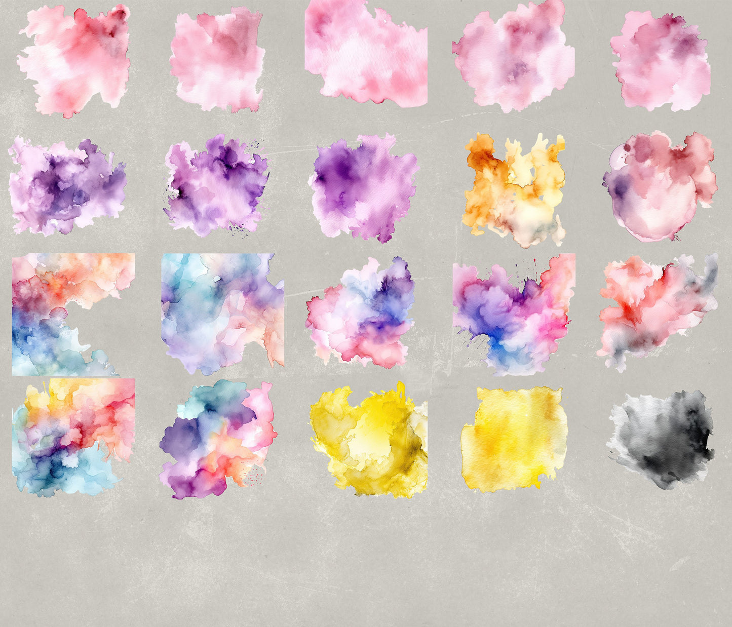 Watercolor Washes Clipart, Watercolour Textures for Backgrounds, PNG Bundle, Commercial Use, Watercolor Shapes and Splashes,