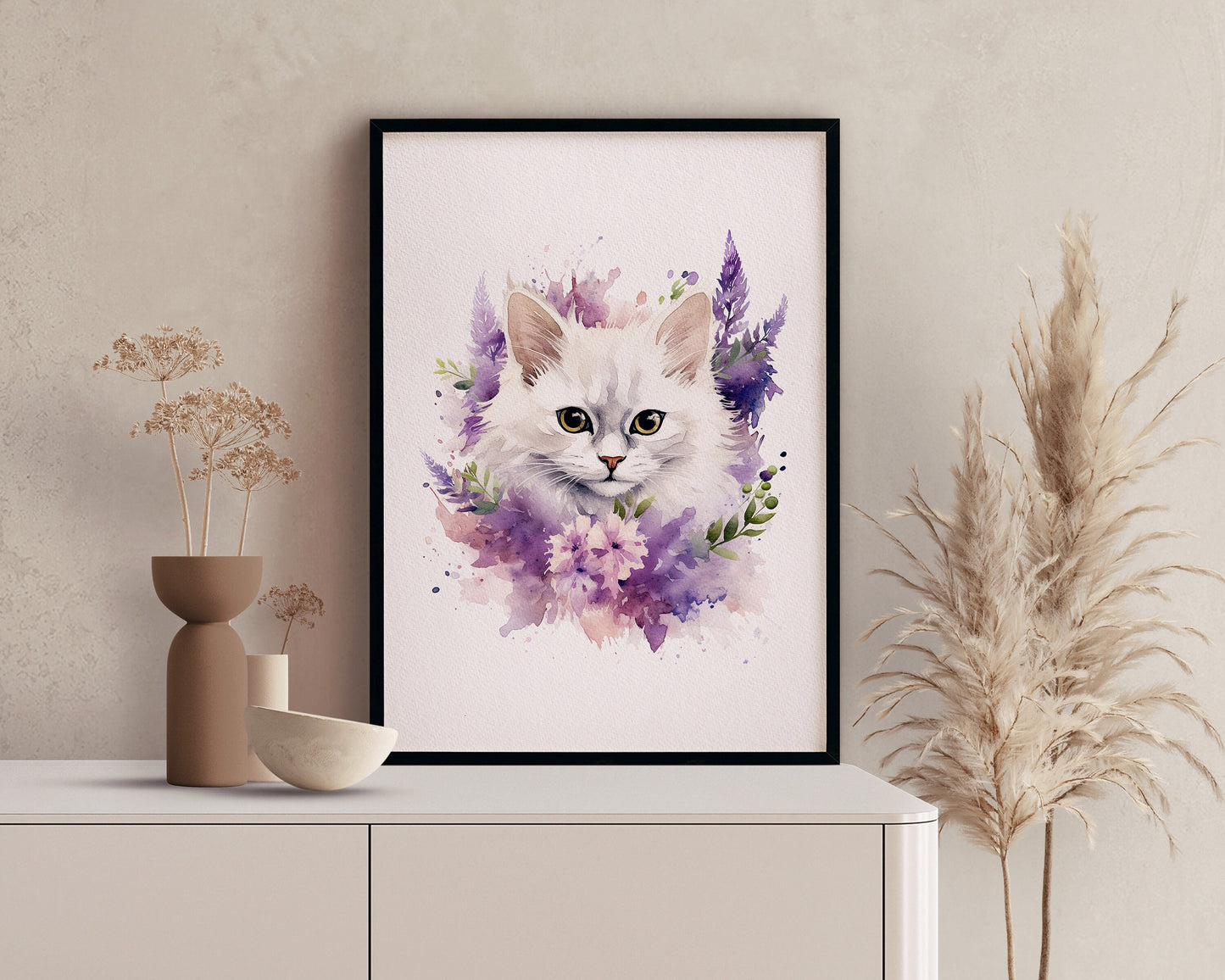 lilac watercolor floral cats, purple kitten clipart, purple flowers, PNG Bundle, commercial use, scrapbooking graphics, crafting, tumbler