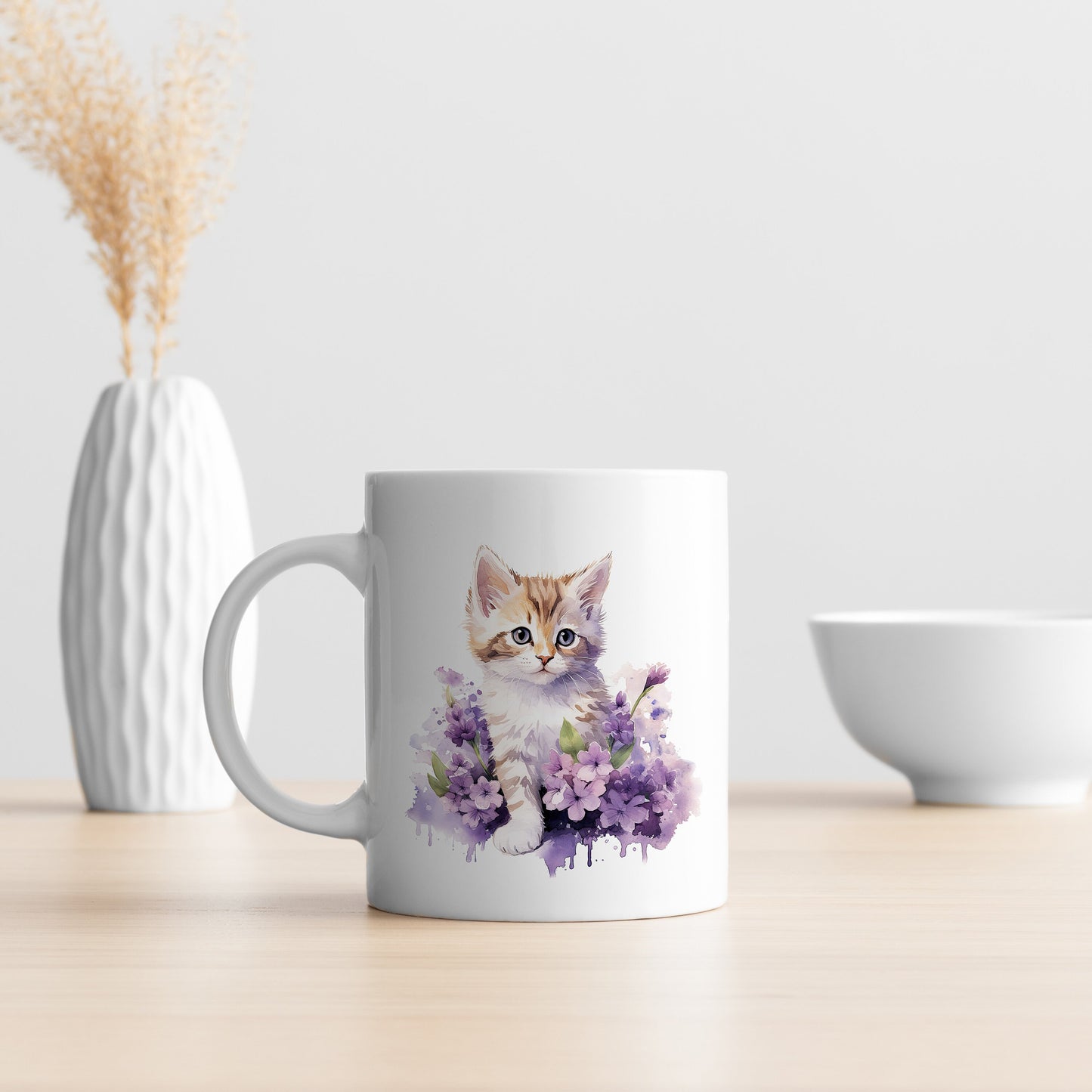 lilac watercolor floral cats, purple kitten clipart, purple flowers, PNG Bundle, commercial use, scrapbooking graphics, crafting, tumbler