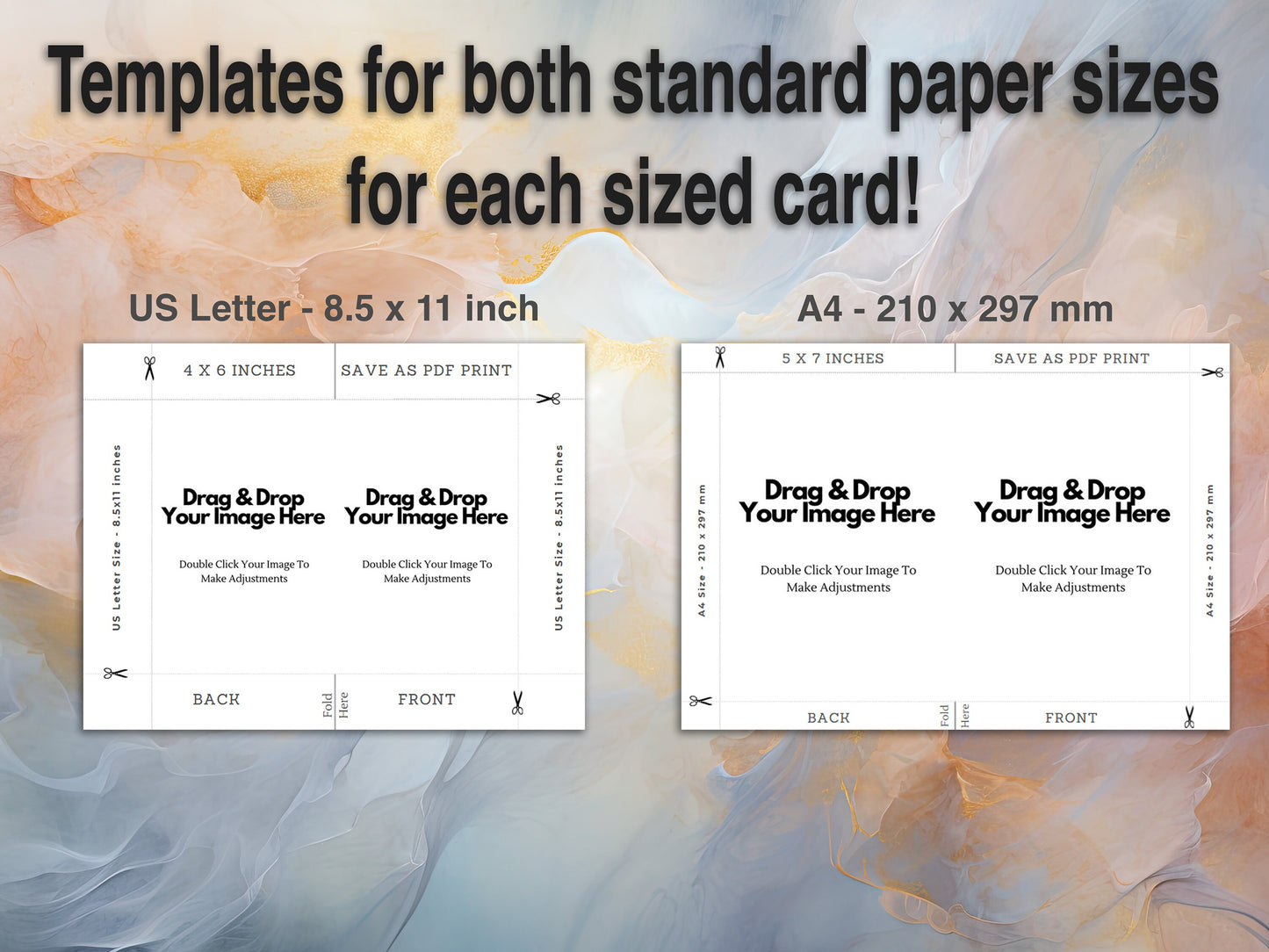Greeting Card Drag & Drop Canva Template Bundle 5x7 4x6 and 4.75x4.75, Canva Template, Printable Card Template, Commercial Use Card Template