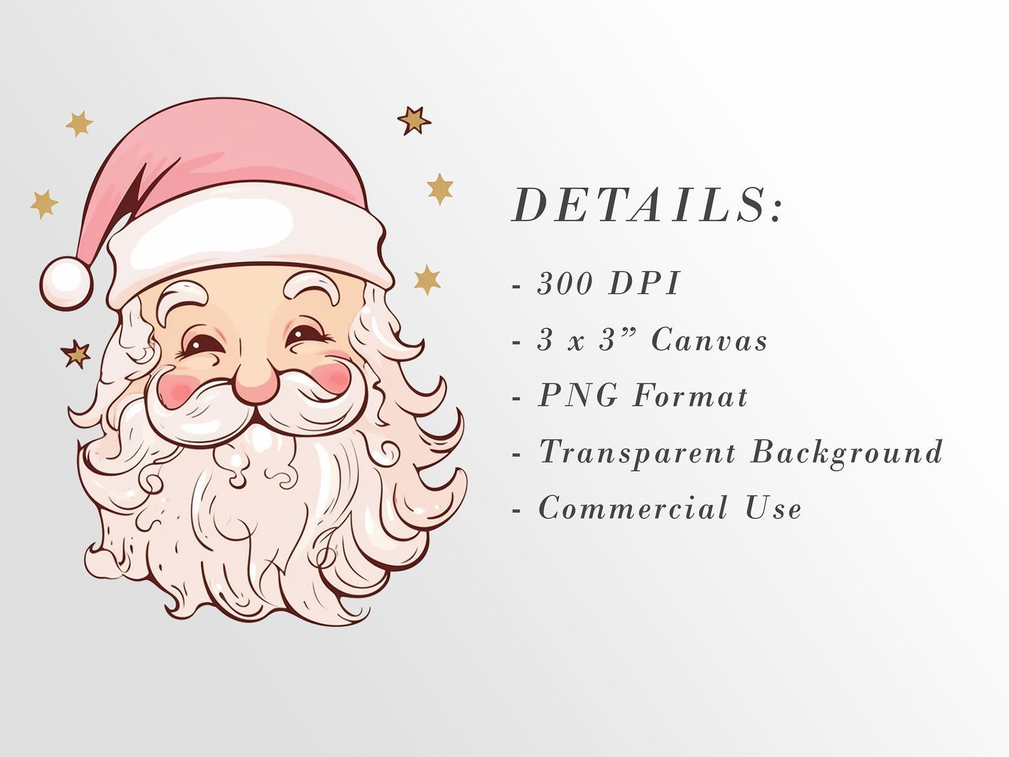 Pink Santa Clipart: Santa Claus Art for Christmas Crafts and Decor | PNG Bundle | Digital Download | Sublimation files | Kawaii X-mas Pack