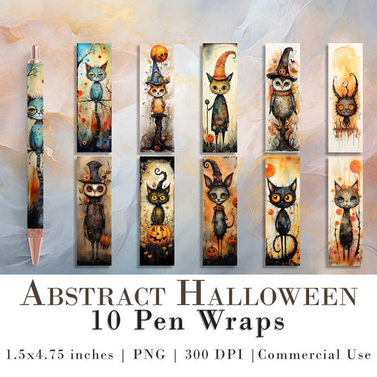 10 Abstract Halloween Pen Wrap PNGs | Pen Wrap Sublimation Designs | Pen Waterslide Designs | Pencil Sublimation Design | Epoxy Pen Wraps