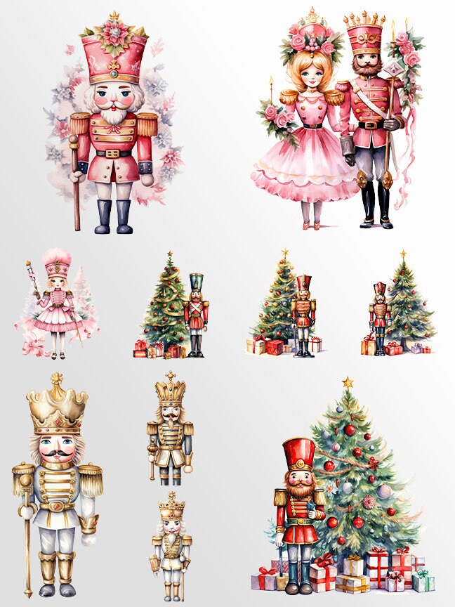Cute Nutcracker clipart: Christmas Crafts and Decor | PNG Bundle | Digital Download | Sublimation files | watercolor figurine X-mas Pack