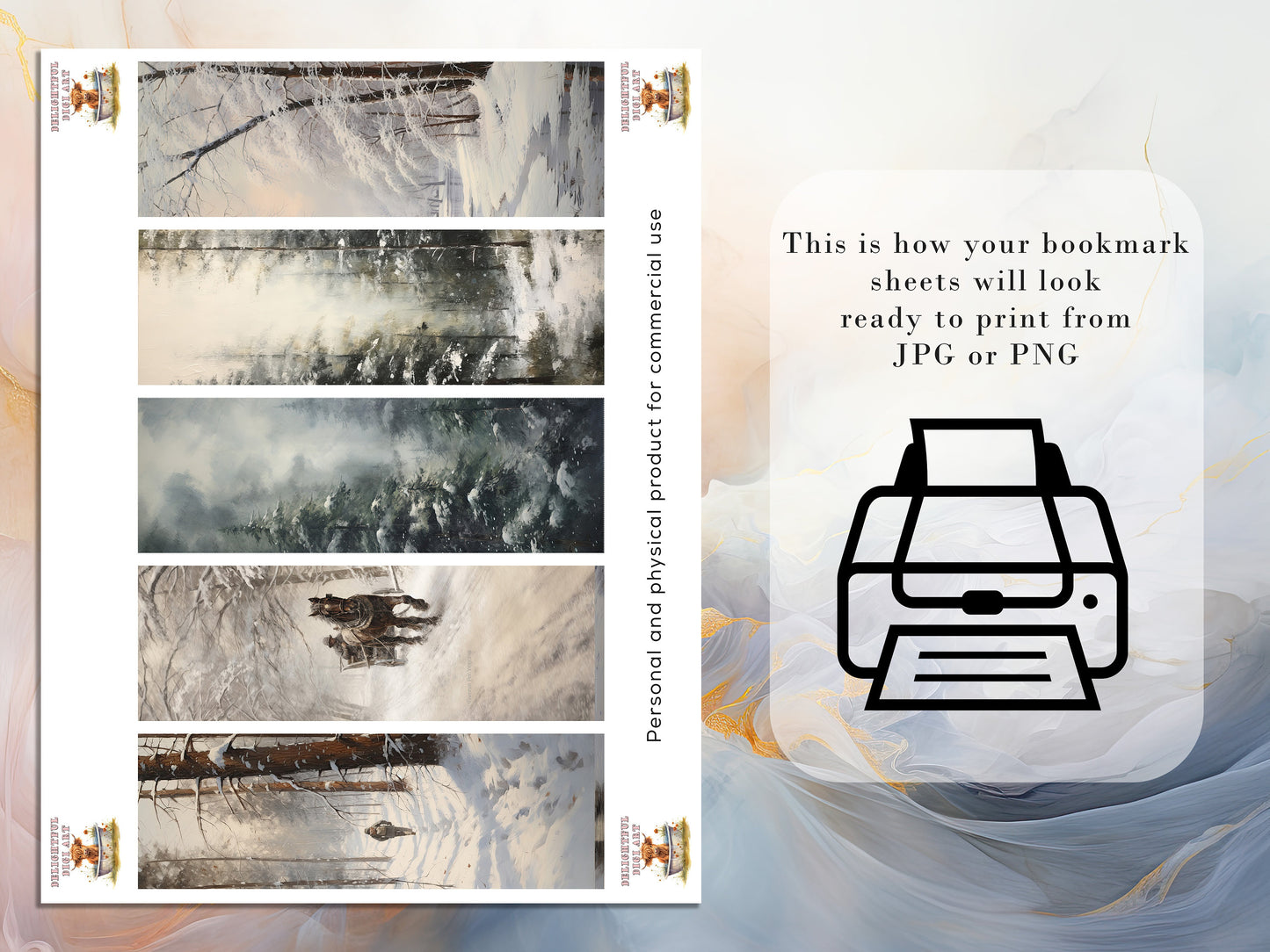 10 Winter Printable Bookmarks| Digital Download JPG Bookmark Set| PNG bookmark sublimation| X-Mas bookmark set| Fussy Cuts| Snowy Landscapes