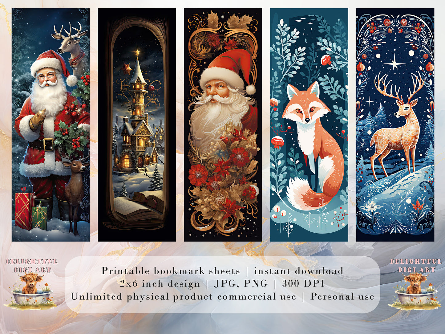 20 Retro Christmas Printable Bookmarks | Digital Download JPG Bookmark Sheets | PNG bookmark sublimation | Bookmark set | Cute Xmas Graphics