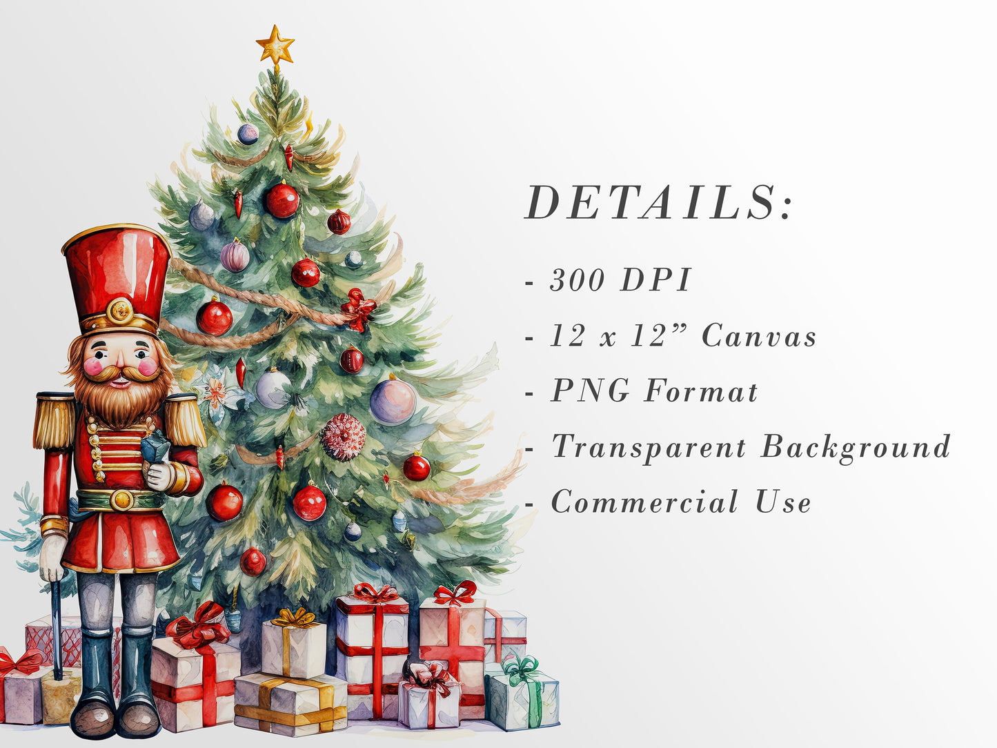 Cute Nutcracker clipart: Christmas Crafts and Decor | PNG Bundle | Digital Download | Sublimation files | watercolor figurine X-mas Pack