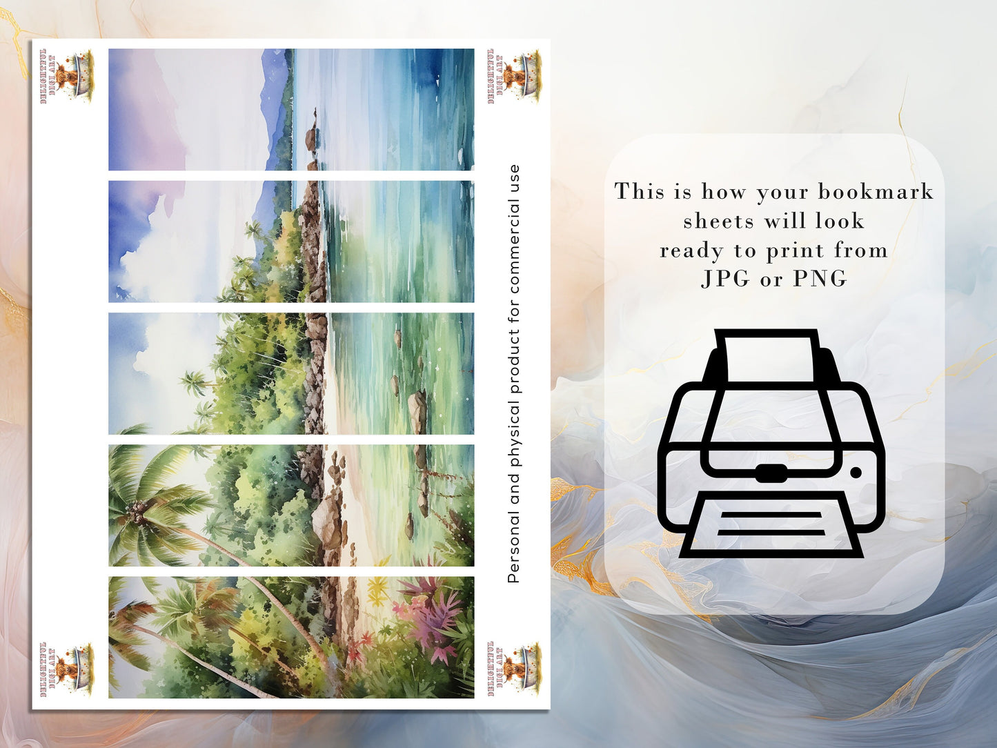 Triptych Island Printable Bookmarks | Digital Download JPG Bookmark Sheets | PNG bookmark sublimation | Holiday Bookmark| Stocking Filler