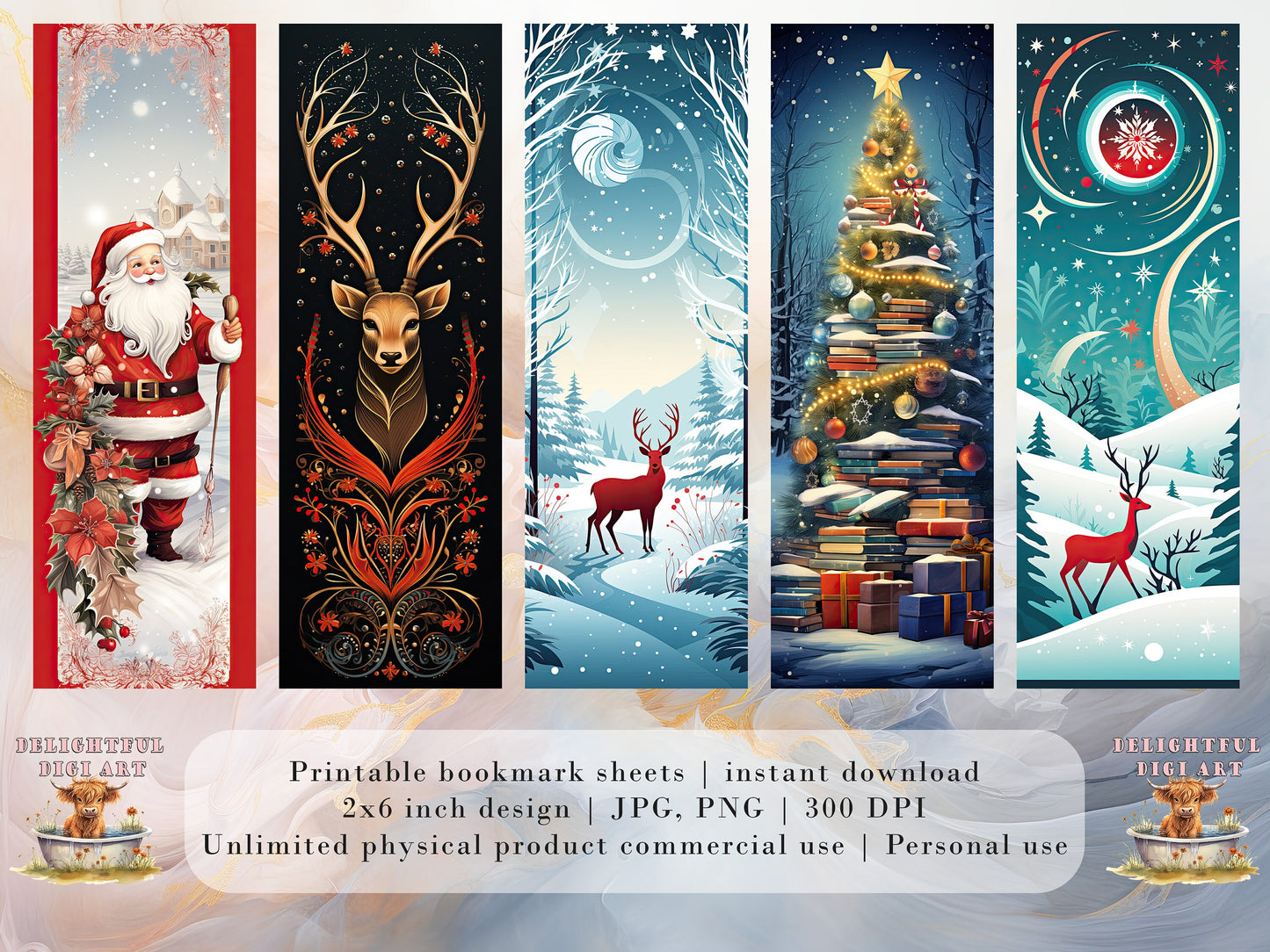 20 Retro Christmas Printable Bookmarks | Digital Download JPG Bookmark Sheets | PNG bookmark sublimation | Bookmark set | Cute Xmas Graphics