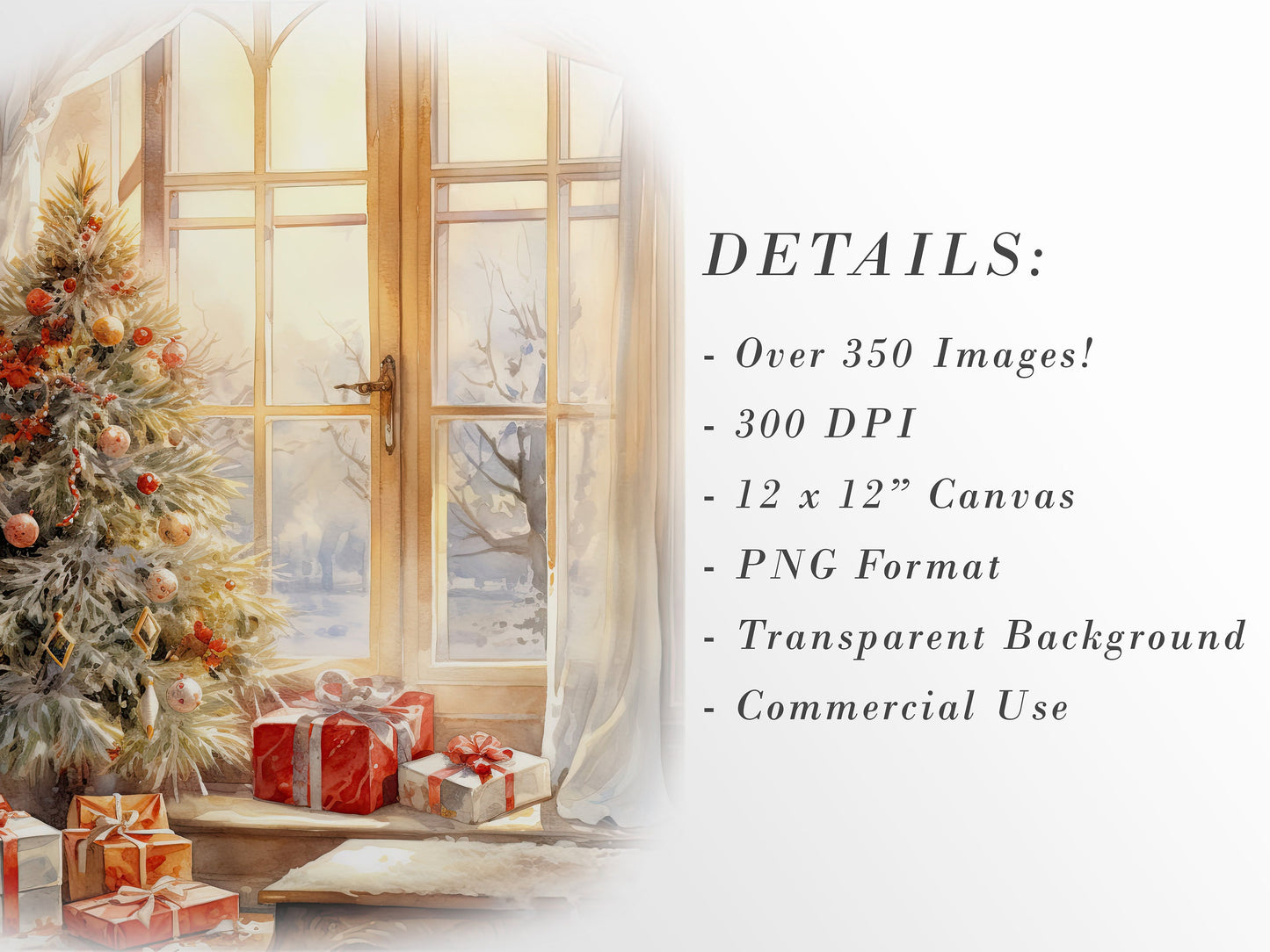 Watercolor Christmas Clipart Mega Bundle: Christmas Crafts and Decor | PNG Set | Digital Download | Santa | Reindeer | Decorations | Scenes