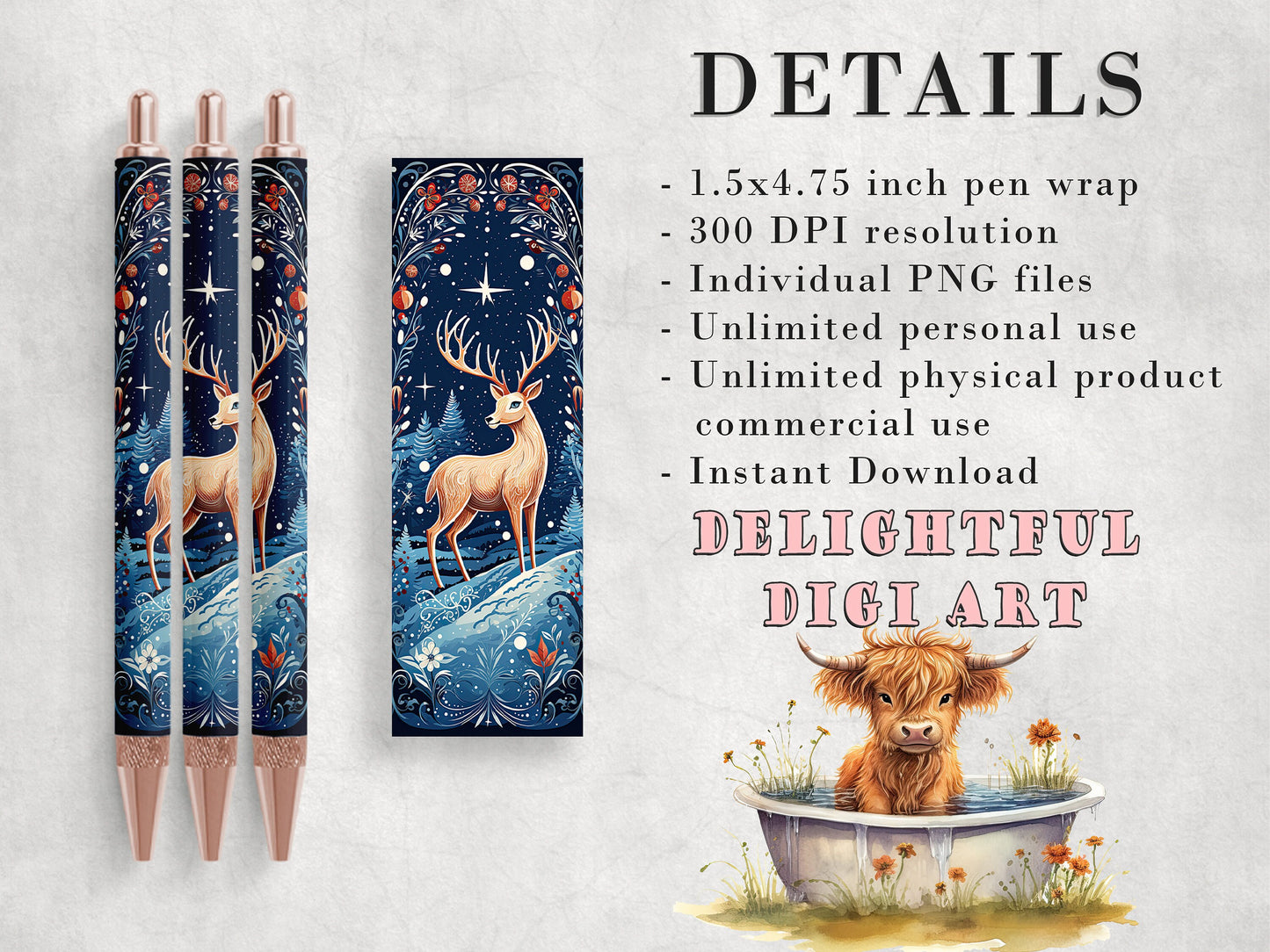 10 Cute Christmas Pen Wrap PNGs | Pen Wrap Sublimation Designs | Pen Waterslide Designs | Pencil Sublimation Design | Epoxy Pen Wraps