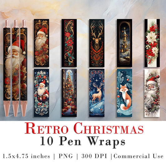 10 Cute Christmas Pen Wrap PNGs | Pen Wrap Sublimation Designs | Pen Waterslide Designs | Pencil Sublimation Design | Epoxy Pen Wraps