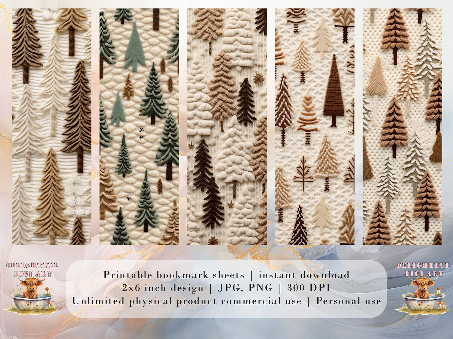 Christmas Tree Knit Printable Bookmarks | Digital Download JPG Bookmark Set | PNG bookmark | Christmas Tree sublimation set | Ugly Sweater