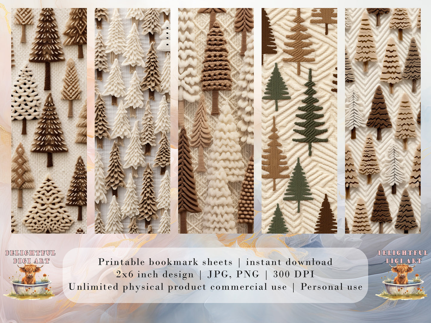 Christmas Tree Knit Printable Bookmarks | Digital Download JPG Bookmark Set | PNG bookmark | Christmas Tree sublimation set | Ugly Sweater