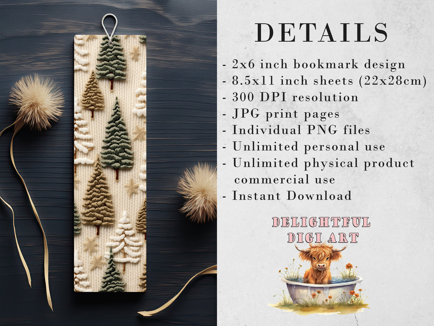 Christmas Tree Knit Printable Bookmarks | Digital Download JPG Bookmark Set | PNG bookmark | Christmas Tree sublimation set | Ugly Sweater