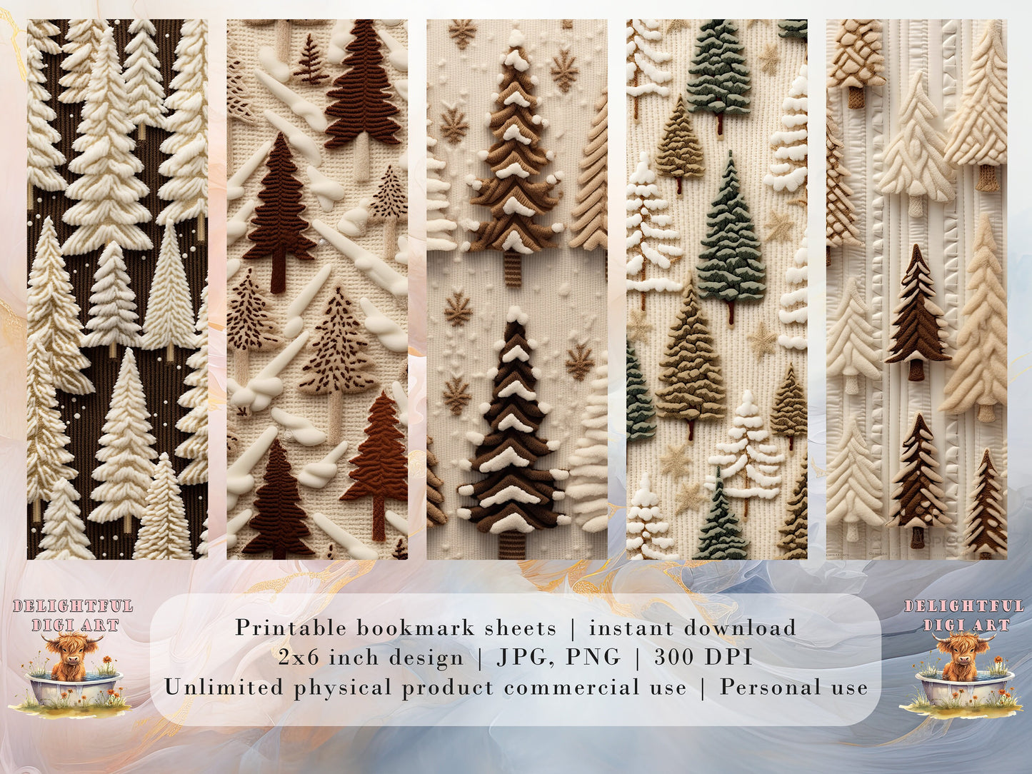 Christmas Tree Knit Printable Bookmarks | Digital Download JPG Bookmark Set | PNG bookmark | Christmas Tree sublimation set | Ugly Sweater