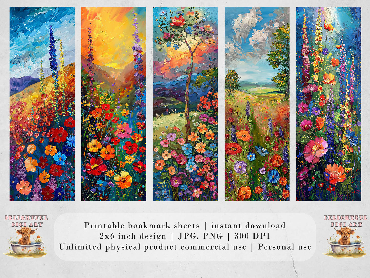 Floral Landscapes - Brightly colored flower designs - surrealist style