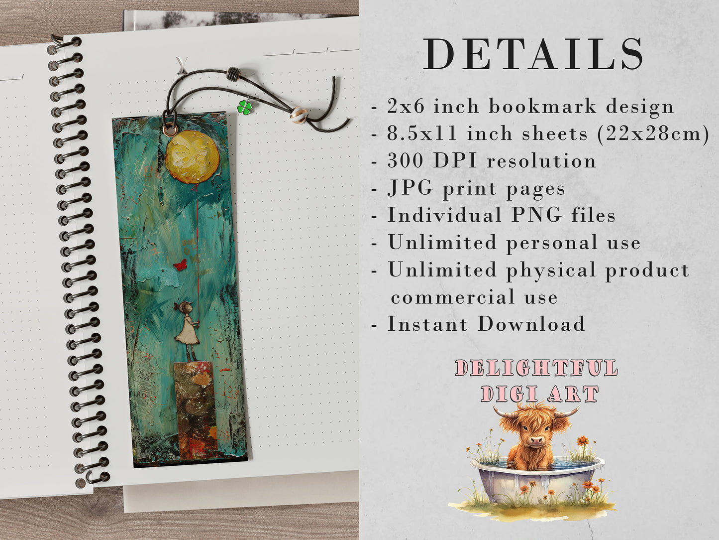 Reading Whimsy Printable Bookmarks| Mixed Media Bookmark Sheets| PNG sublimation| Book Lover Gift | Junk Journal Tags | Scrapbook Images