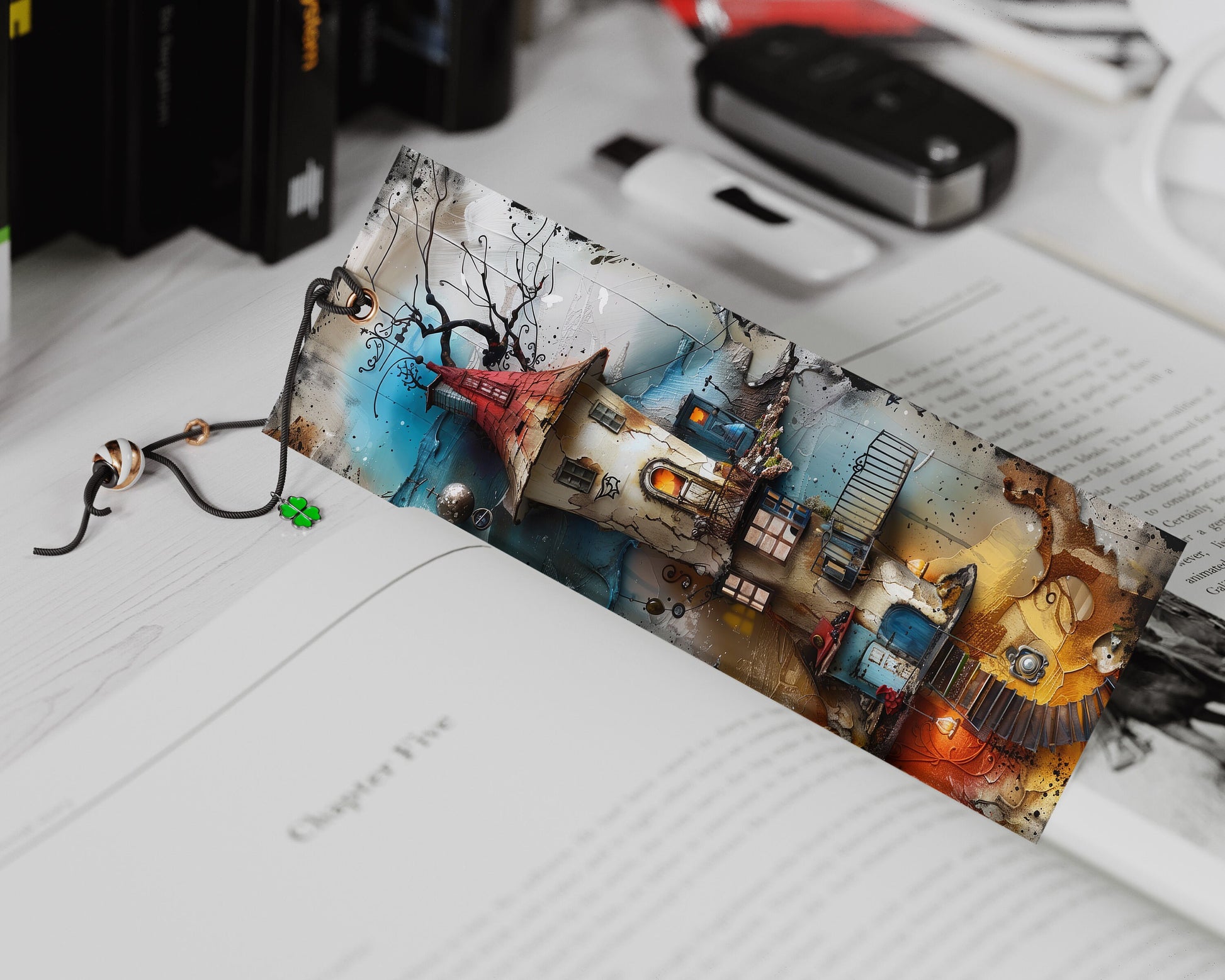 Whimsical Houses Printable Bookmarks| Mixed Media Bookmark Sheets| PNG sublimation| Book Lover Gift | Junk Journal Tags | Scrapbook Images