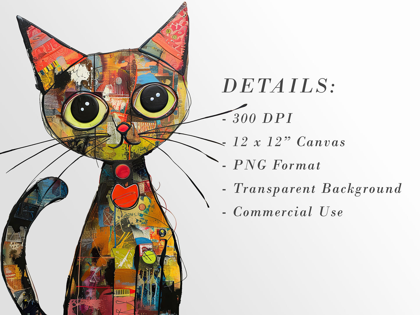 Meow Society Clipart: Quirky Cat Characters | Mixed Media Felines | Junk Journal Art | PNG Bundle| Sublimation files| Digital Illustration