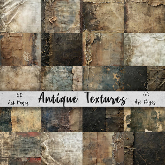 Antique Textures - 60 Vintage Muted Textural & Tattered Layered Papers, 11x8.5" Commercial Use, Junk Journals, Digital Art, Digital Download