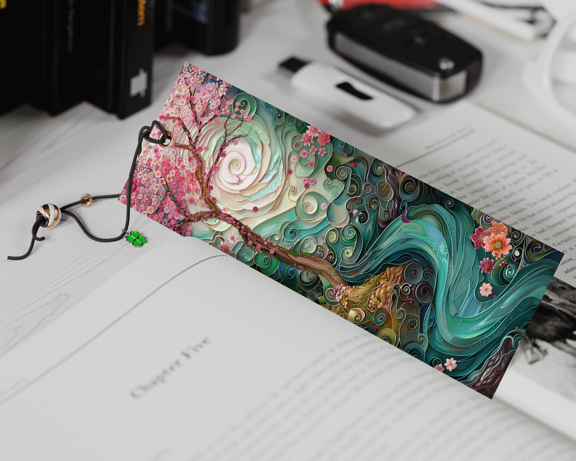 Surreal River Printable Bookmarks| 15 Whimsical Landscape Graphics | JPG Sheets | PNG bookmark sublimation| Cherry Blossom | Girly Gift Idea