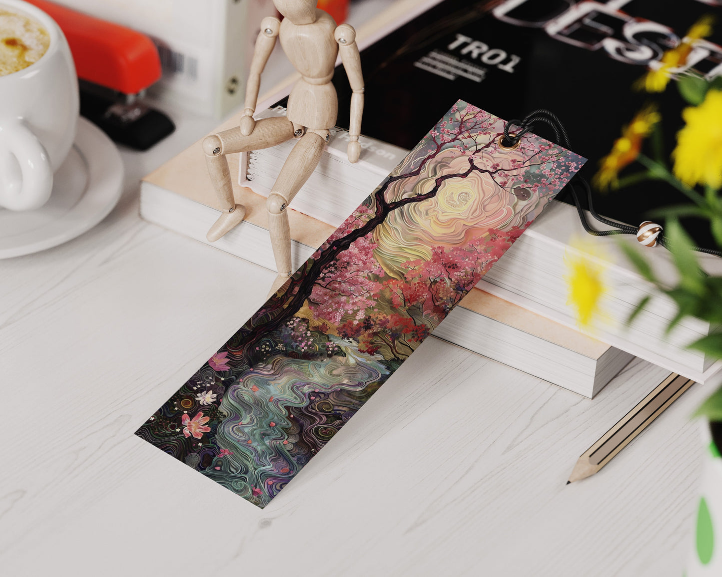 Surreal River Printable Bookmarks| 15 Whimsical Landscape Graphics | JPG Sheets | PNG bookmark sublimation| Cherry Blossom | Girly Gift Idea