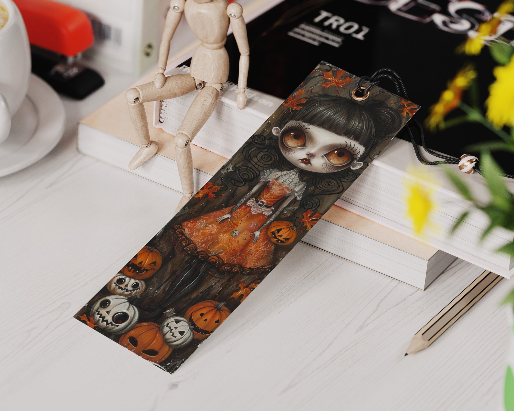 Halloween Girls Printable Bookmarks | Digital Download JPG Bookmark Set| PNG sublimation| Whimsical Spooky bookmark Bundle| Cute Chibi Art