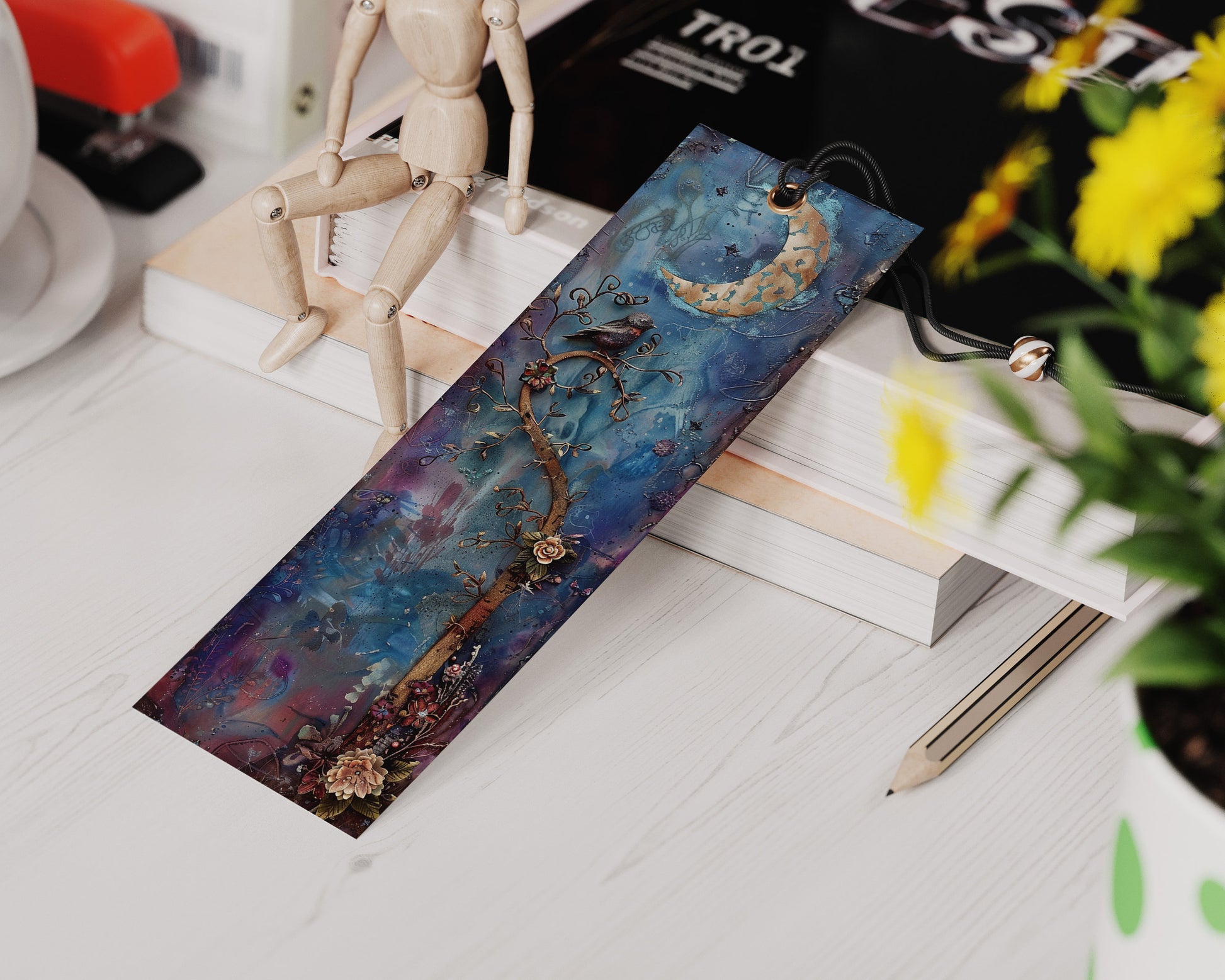 Moonlit Garden Printable Bookmarks| Mixed Media Themed Bookmarks| 4 JPG Sheets| PNG bookmark sublimation| Scrapbook Fussy Cuts| DIY Gift