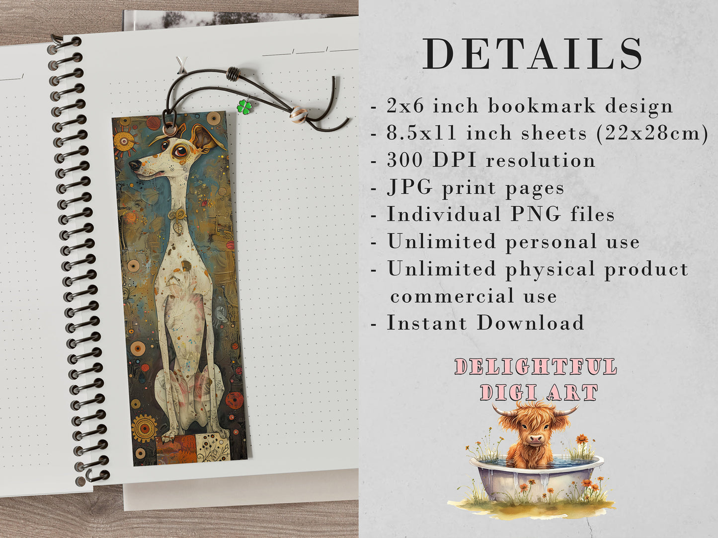 Whimsical Dogs Printable Bookmarks| Quirky Dog Bookmark Sheets| PNG bookmark sublimation| Cute Dogs Digital Bookmarks| Craft Gift for Women