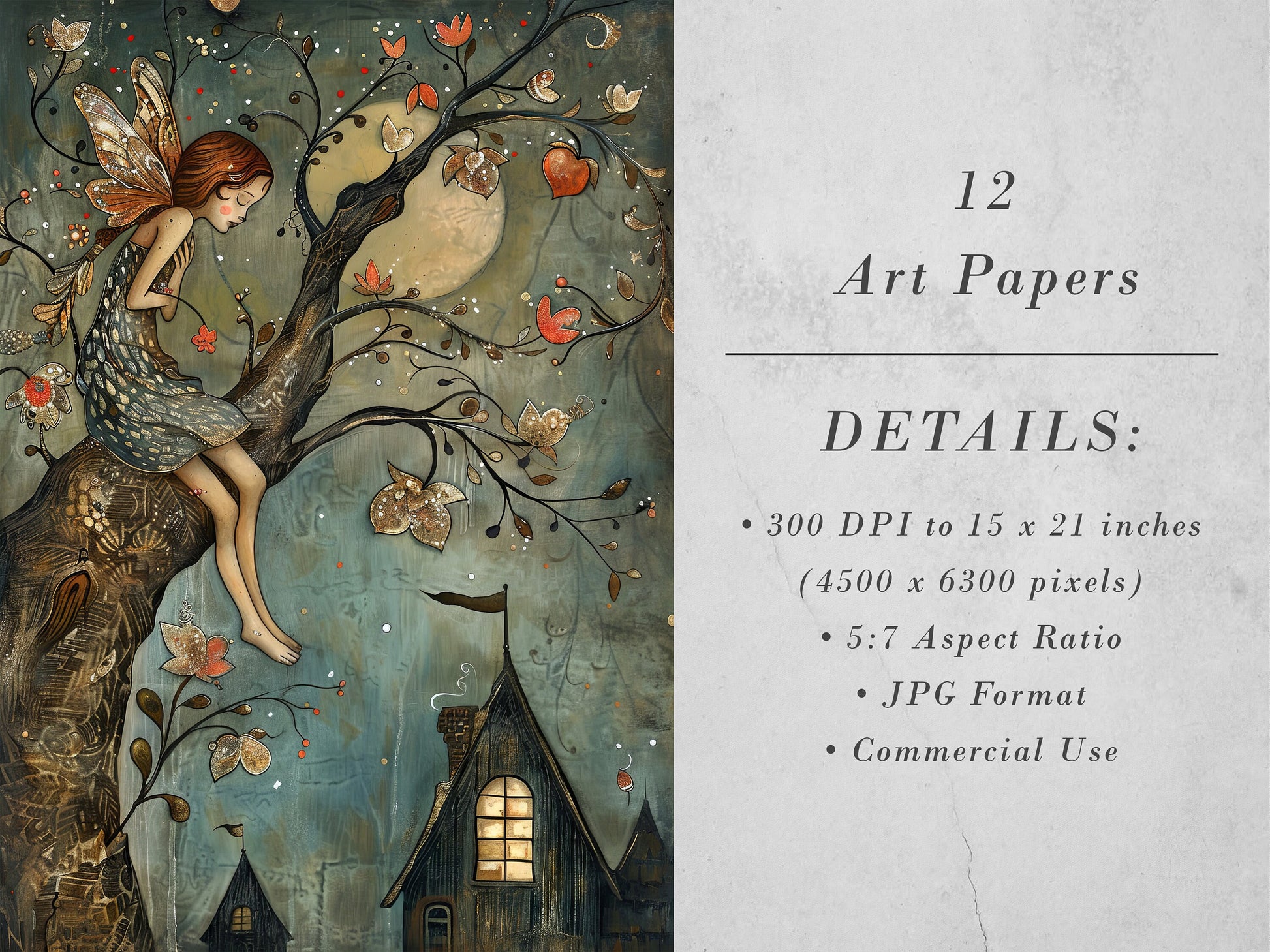 Whimsical Fairy tale Printable Art Pages| Quirky Art Pack | Butterflies and Flowers Digital Paper| Scrapbooking Images and Junk Journal Art