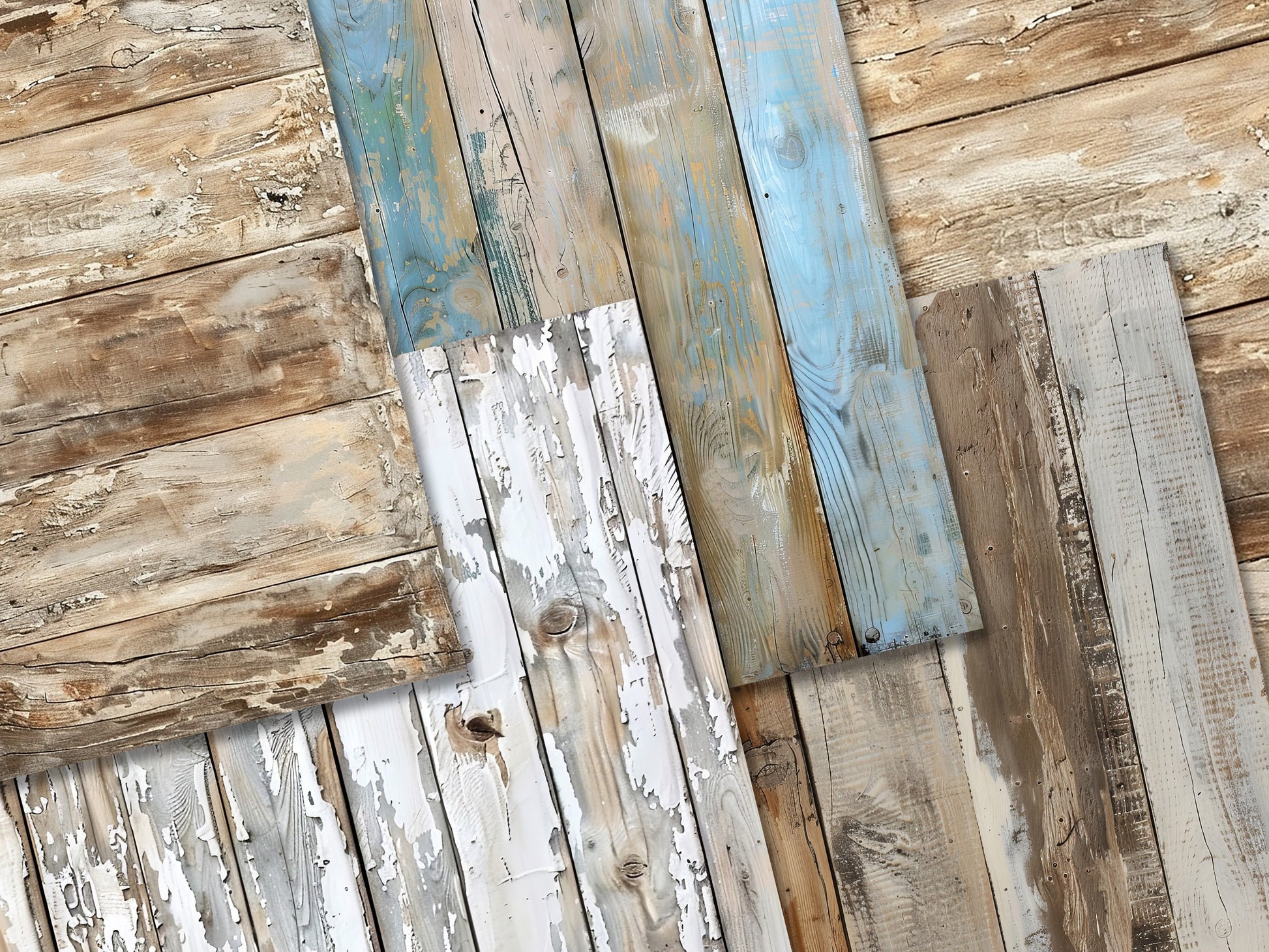 Shabby Wood background digital papers, White Wooden texture, Rustic, Distressed, white paper, Hampton's, blue, natural, Junk Journal Pages