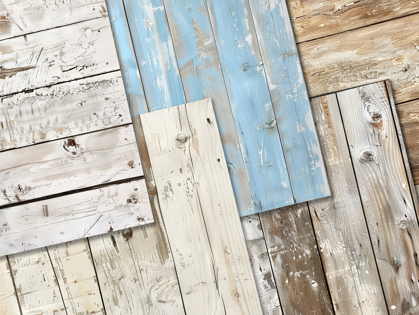 Shabby Wood background digital papers, White Wooden texture, Rustic, Distressed, white paper, Hampton's, blue, natural, Junk Journal Pages