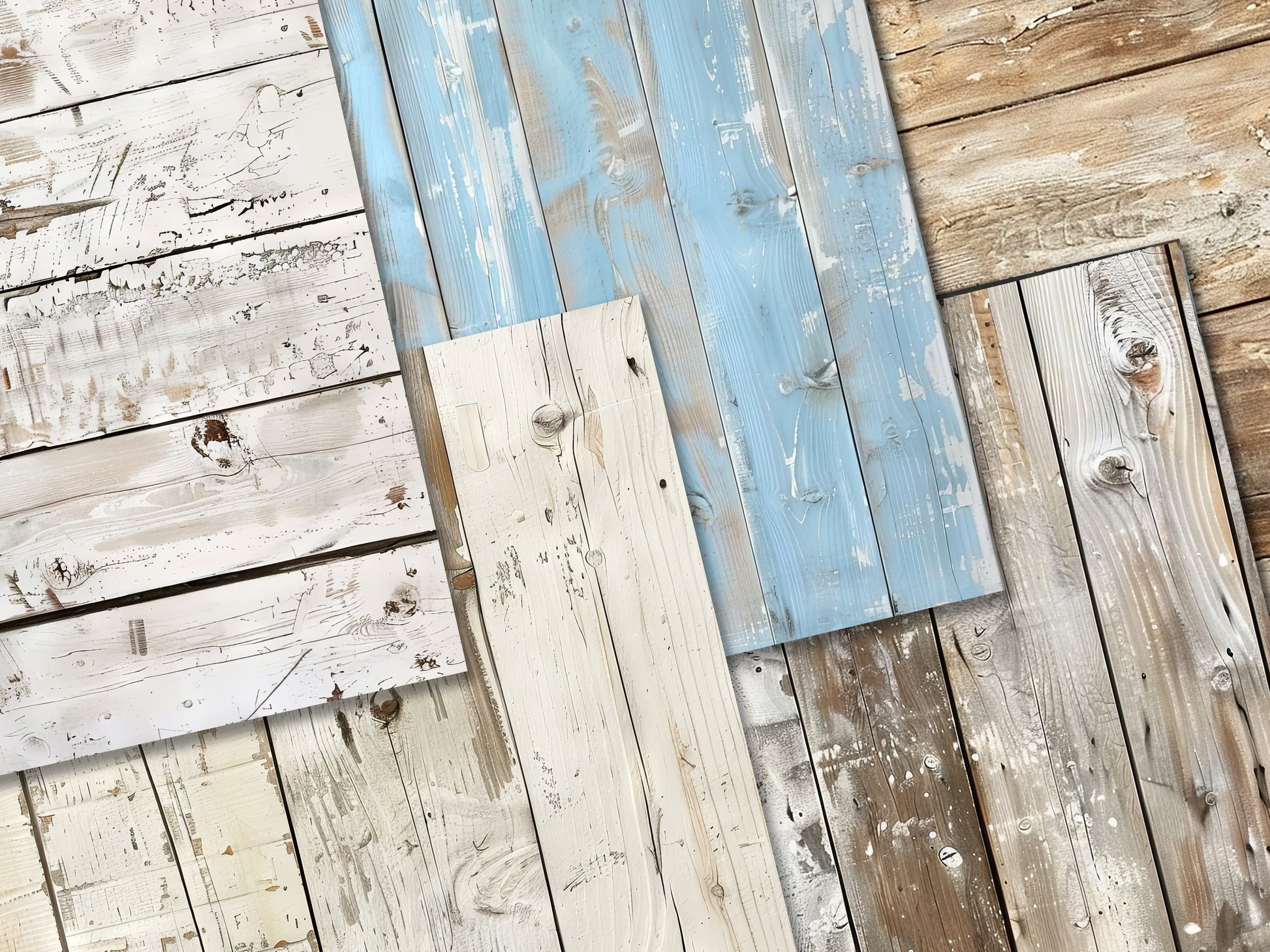 Shabby Wood background digital papers, White Wooden texture, Rustic, Distressed, white paper, Hampton's, blue, natural, Junk Journal Pages