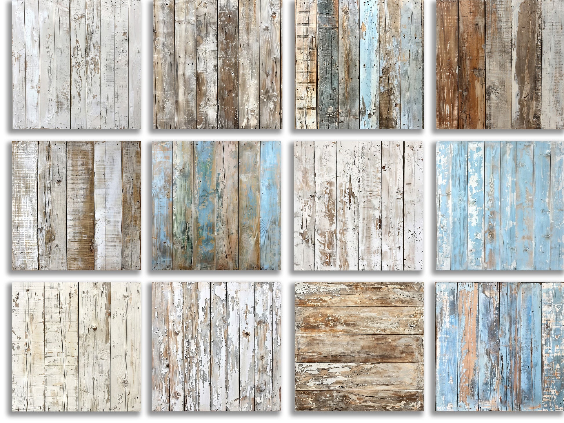 Shabby Wood background digital papers, White Wooden texture, Rustic, Distressed, white paper, Hampton's, blue, natural, Junk Journal Pages