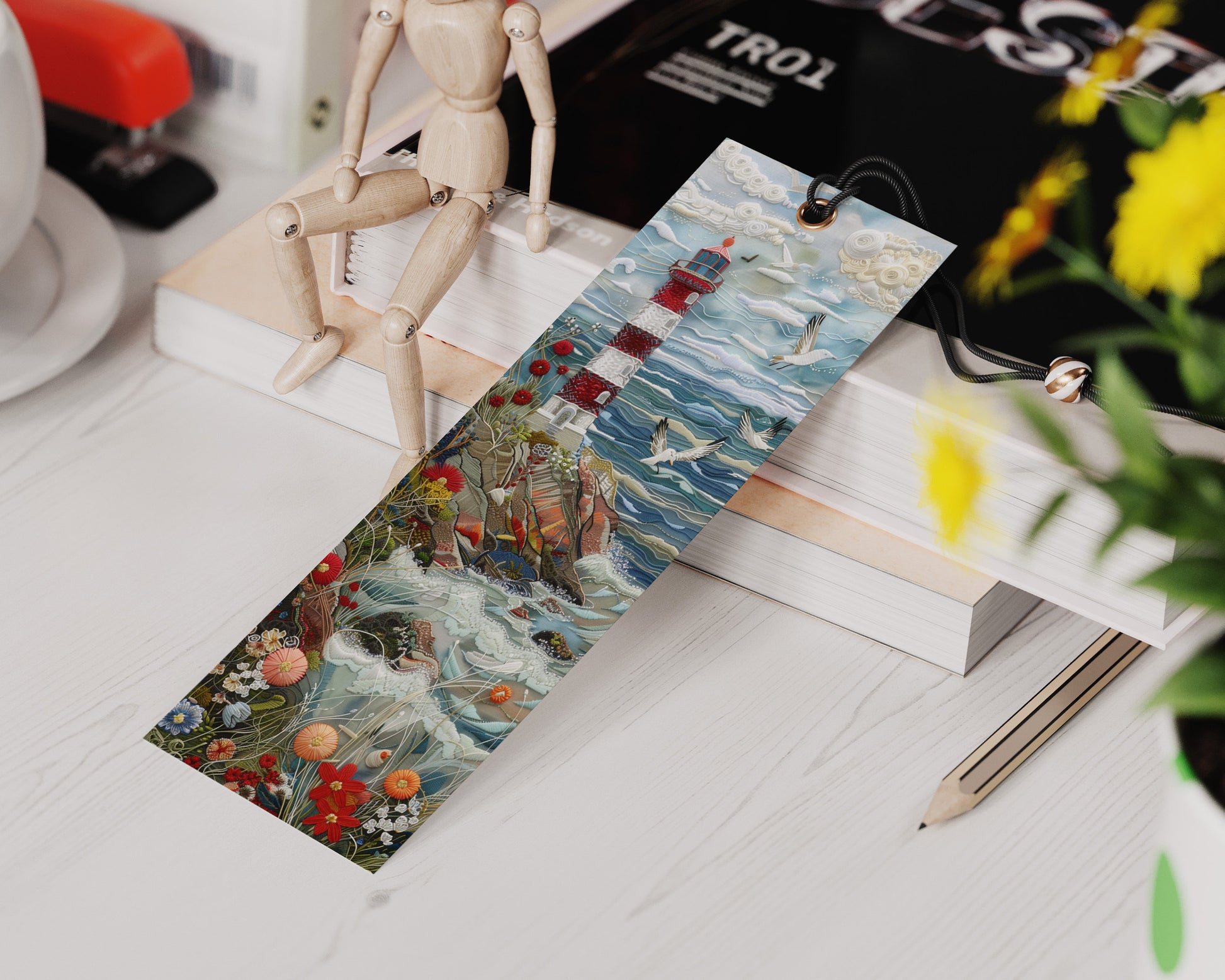 Coastal Embroidery Printable Bookmarks| Lighthouse Themed Bookmarks| 4 JPG Sheets| PNG bookmark sublimation| Scrapbook Fussy Cuts| DIY Gift