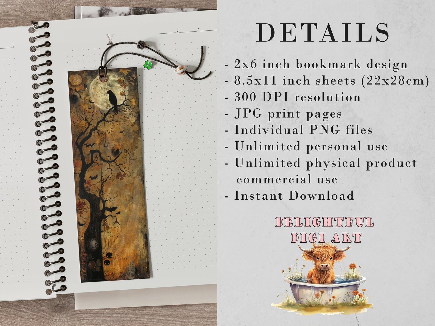 10 Whimsical Halloween Printable Bookmarks | Digital Download JPG Bookmark Set| PNG bookmark sublimation | Quirky bookmark set | Fussy Cuts