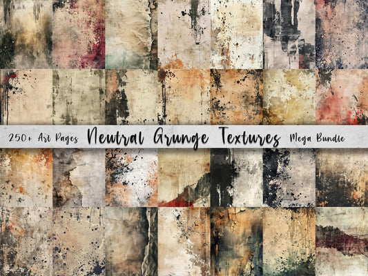 250+ Neutral Grunge Textures, Digital Download Paper Set, Distressed, Rustic, Collage, Junk Journal, Scrapbook, JPEG, DIY Card Making Pack